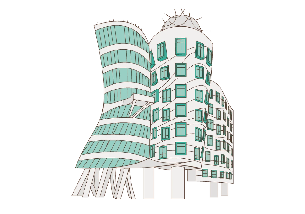 Prague Dancing House Building Illustration - Denniesa Design